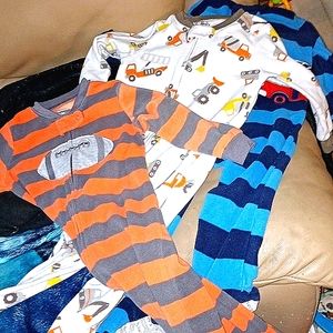 CARTER'S-EUC-BARELY PJ'S-GRIP/FOOTED-3PAIRS-SIZE:2T LIKE NEW
